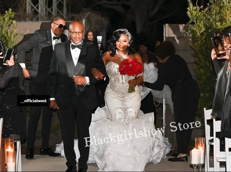 Vestido De Novia De Diamante blanco brillante, corsé De diamantes De imitación De cristal De lujo para mujer, Vestido De Novia De encaje, 2024