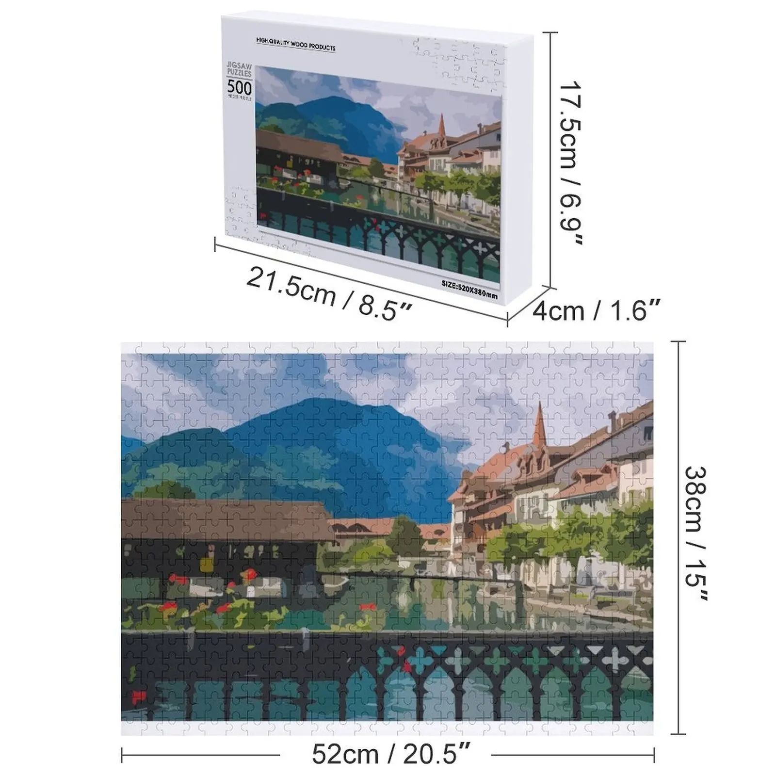 인터라켄 장면 그림 직소 퍼즐 나무 장식 그림 맞춤형 선물 맞춤 이름 어린이 장난감 맞춤 어린이 선물 퍼즐