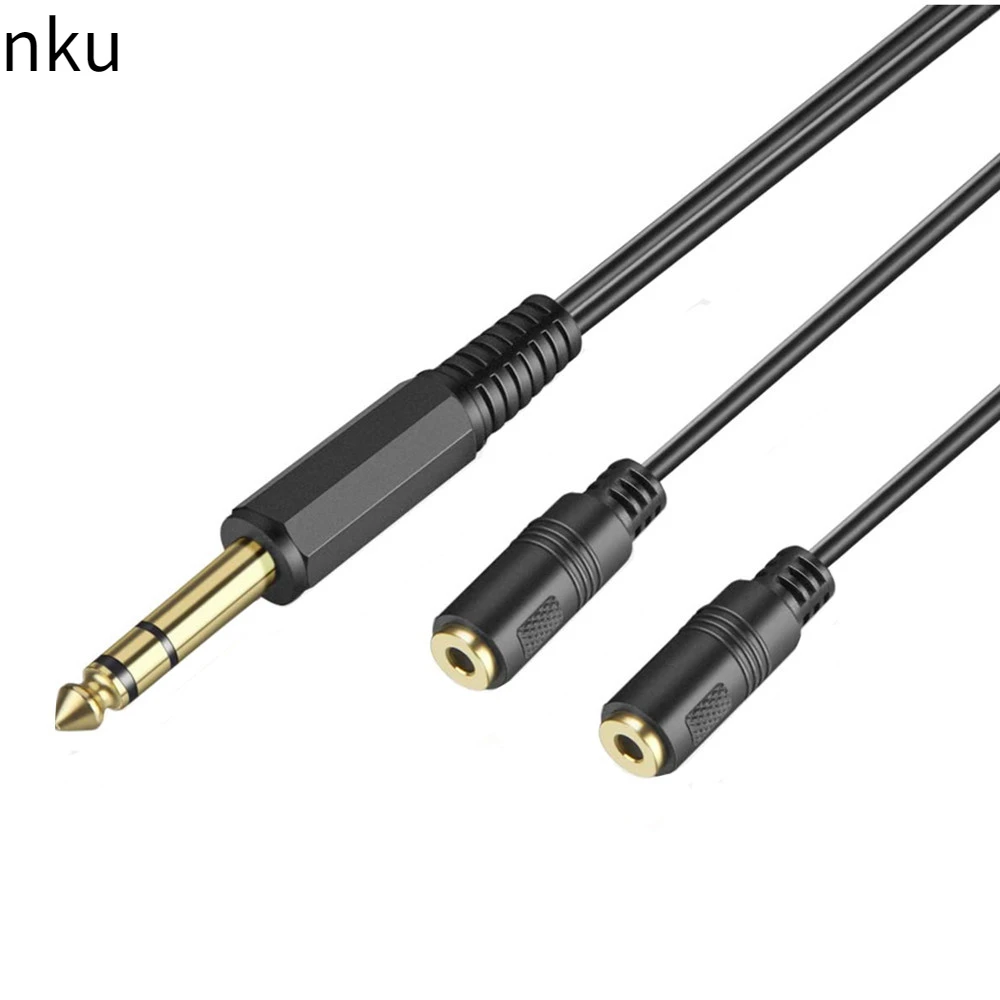 

Nku 6.35mm 1/4" TRS Male Plug To Dual 3.5mm 1/8" Female Jack Stereo Audio Cable Y Splitter for Speaker Multimedia Amplifier