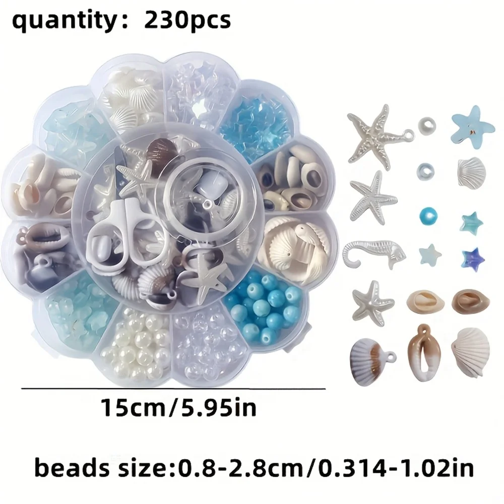 13 Box Set of Ocean Series Beads, Vacation Style Party Decoration Gifts, Decorative Beads