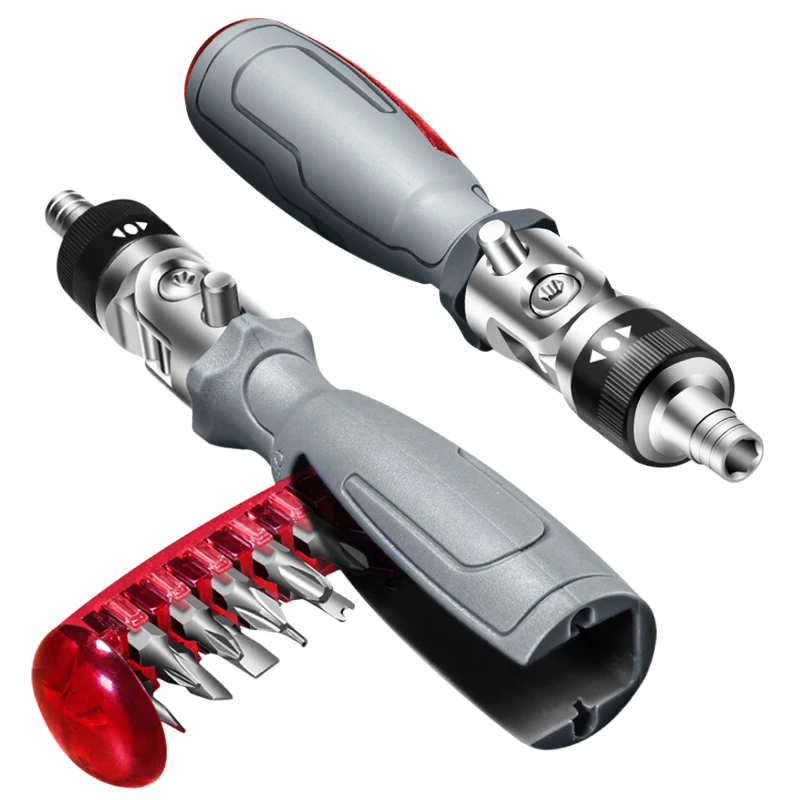 11 in 1 Ratchet Screwdriver Set 180° Pivoting Adjustable Angle Screwdriver Portable Multibit Screwdriver Tool Screw Driver Set