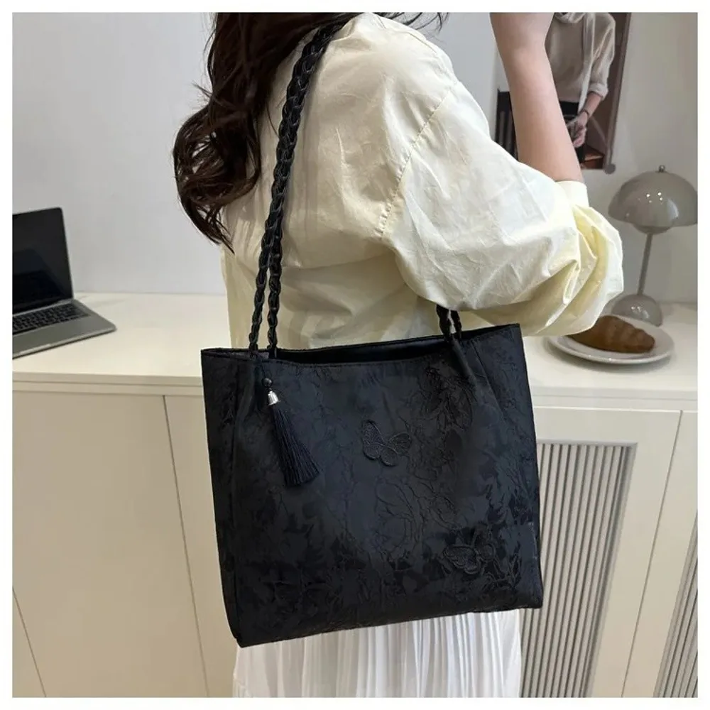 Neue Freizeittasche im chinesischen Stil mit Textur, vielseitige Handtasche mit antiken Hanfu-Elementen, große Kapazität, Arbeitstasche, Geschenk – Detail 17
