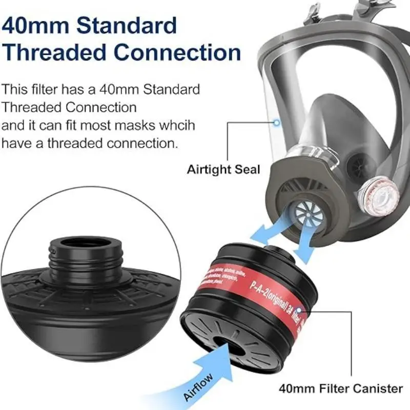 R40 Interface Gas Mask Filter 40mm Respirator Canister Practical Replacement Accessory Mask Chemical Gas Mask Respirator