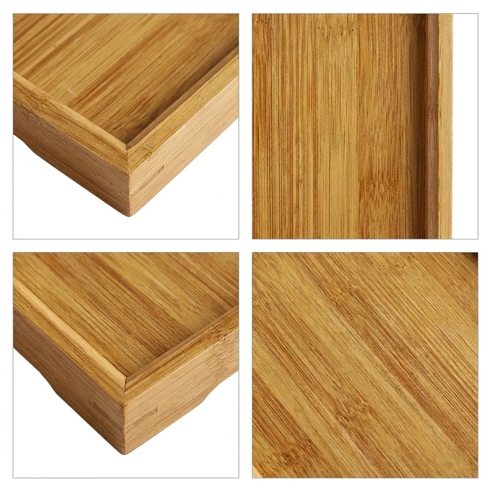 2Pcs Rectangular Wooden Serving Tray Set Rustic Wood Platter For Food Drink Snack Household Dinner Coffee Table Decor Storage