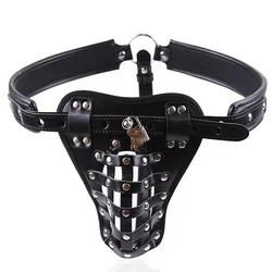 Leather Chastity Pants Sexy Clothing Nightclub Stage Performance Props BDSM Alternative Sex Bondage Toys for Women and Couples