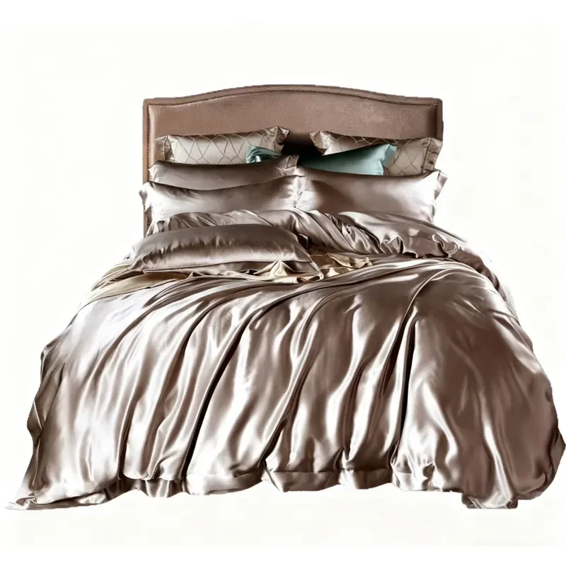 Hotel High-end Dark Gold Silk Bedding 4-Piece Set Breathable and Moisture-wicking Customizable Size logo