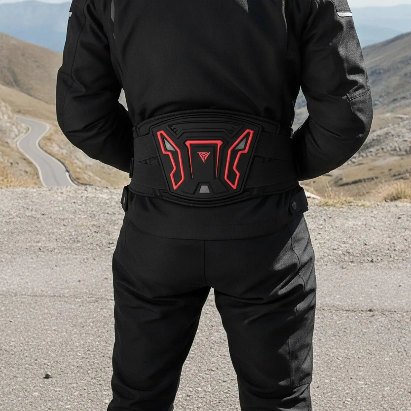 Rider Torso Protection Belt Motorcycle Waist Support with Molded Back Shield Breathable Adjustable Fit for Safe Commuting