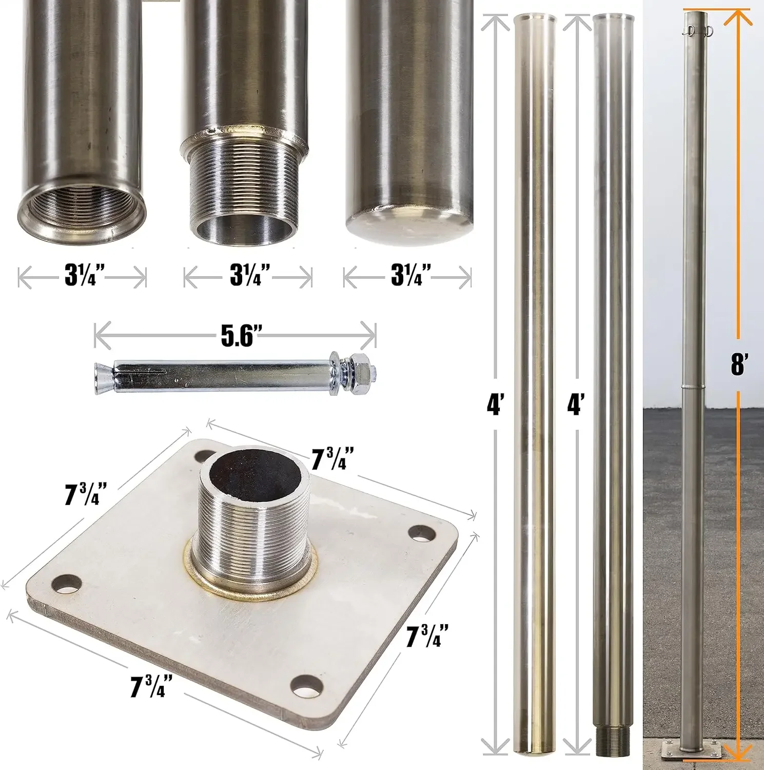 إطار قاعدة معزز، لوحة قاعدة وارتفاع - مشبك تثبيت قابل للتعديل - سهل