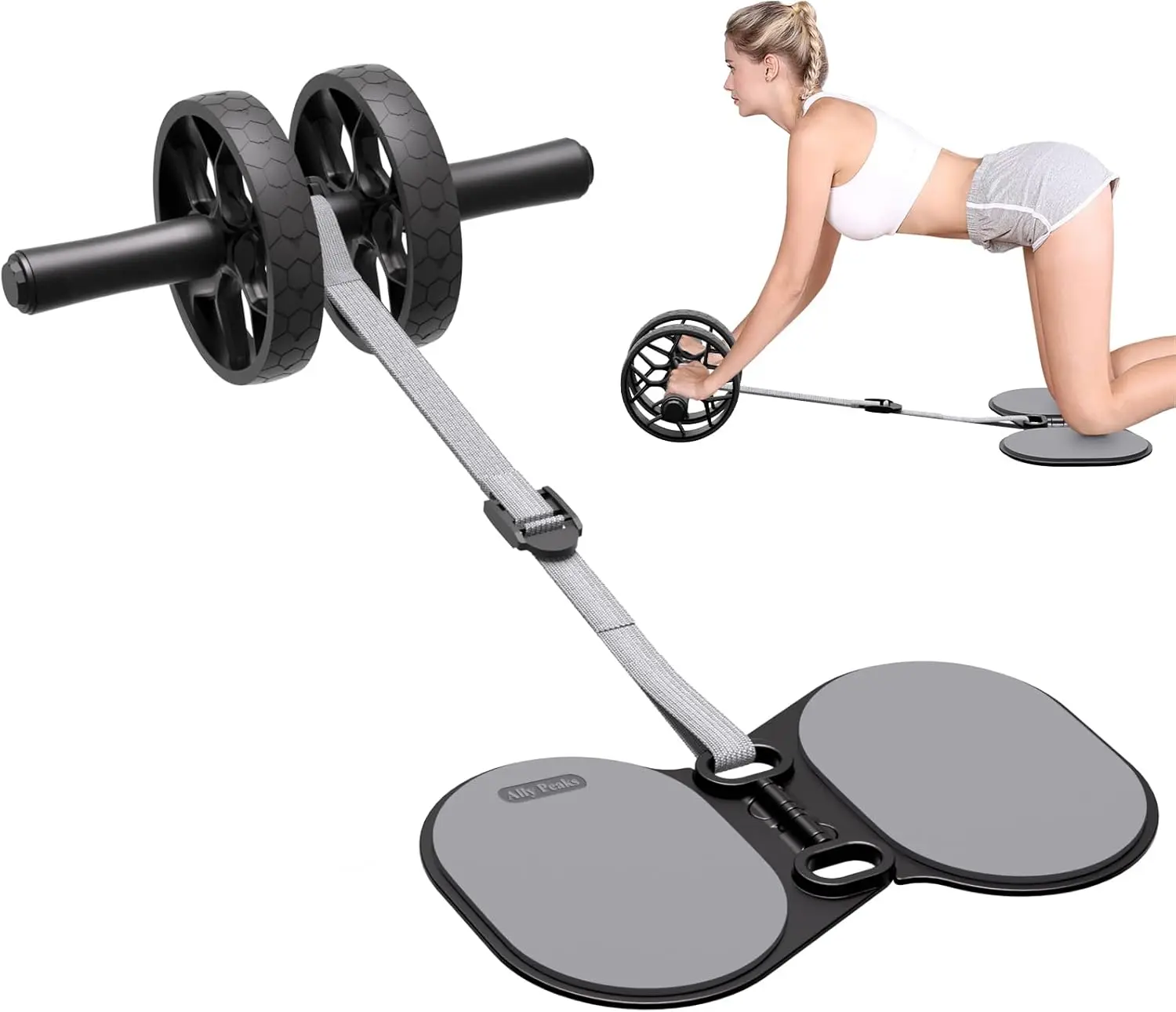 Ally Peaks Ab Roller Wheel with Adjustable Resistance，Automatic Rebound Abs & Core Workout Equipment for Beginners，All Levels &