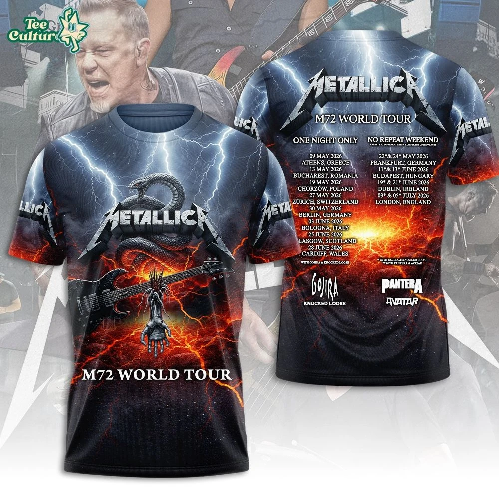 Metallica 2026 World Tour 3D Apparel Daily Fashion T-shirt Casual Sports T-shirt Suitable for Both Men and Women