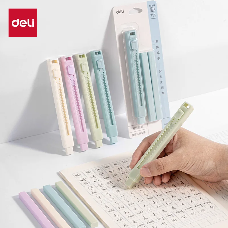 

Deli 1/4pcs Push-pull Eraser Mechanical/Wooden Pencils Eraser Rubber School&Office&Art Supplies Sketch Eraser Stationery Gift
