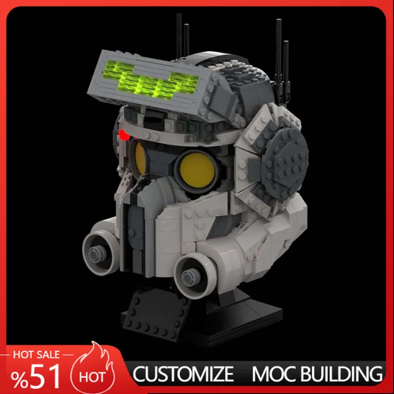 

954PCS Sci Fi Tech Combat Helmet MOC Model Custom Building Blocks DIY Desktop Display Ornament Holiday Gift For Adult Enthusiast
