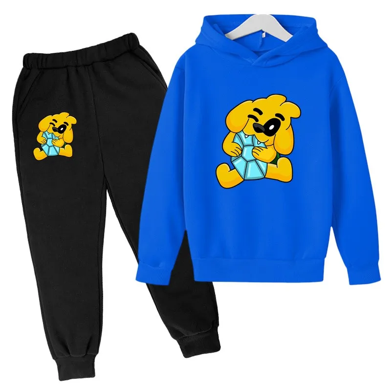 Kids Mike Dog Print Spring Autumn Cute Pullover Hoodie+Pants 2pcs Tracksuits 2-13 Years Boys Girls Casual Outfits Children Sets