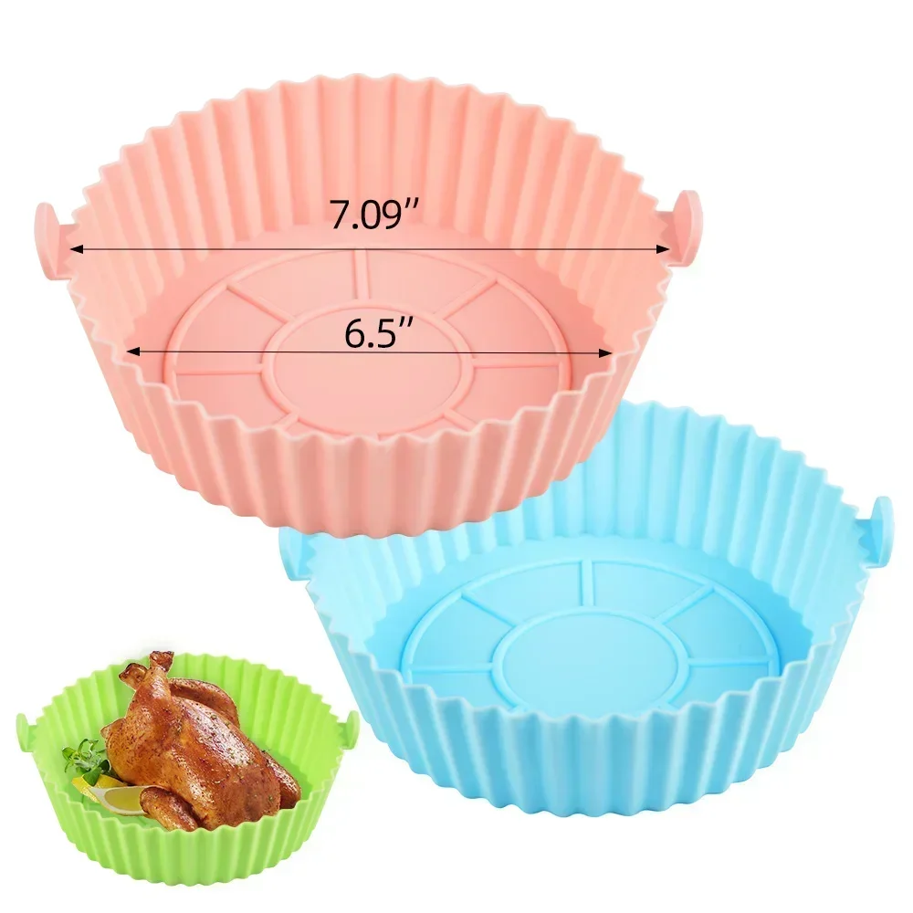 Silicone Basket Pot Tray Airfryer Liner For Air Fryer Reusable Container Accessories Pan Baking Mold Canister Shape Protector