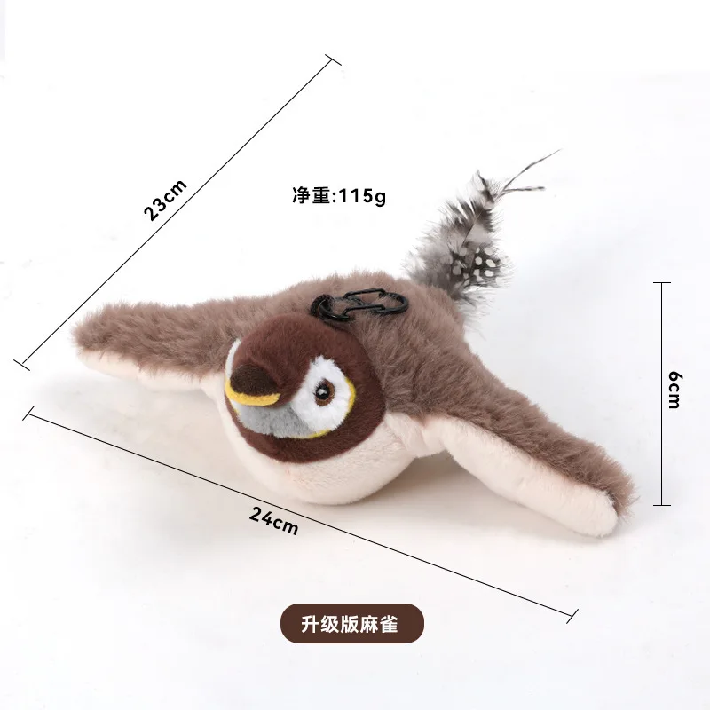 Interactive Cat Toys, Rechargeable Chirping Flapping Bird with Catnip for Indoor Cats, Touch Activated Plush Toys