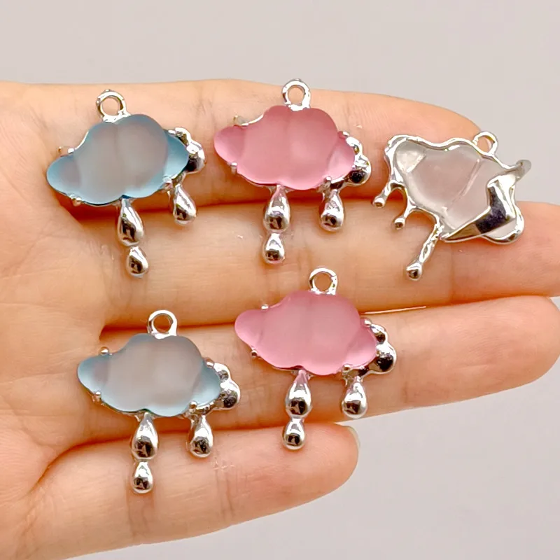 6pcs Niche Sweet Cool Lightning Raindrop Cloud Alloy Pendant Diy Handmade Earrings Necklace Accessories Materials Charms