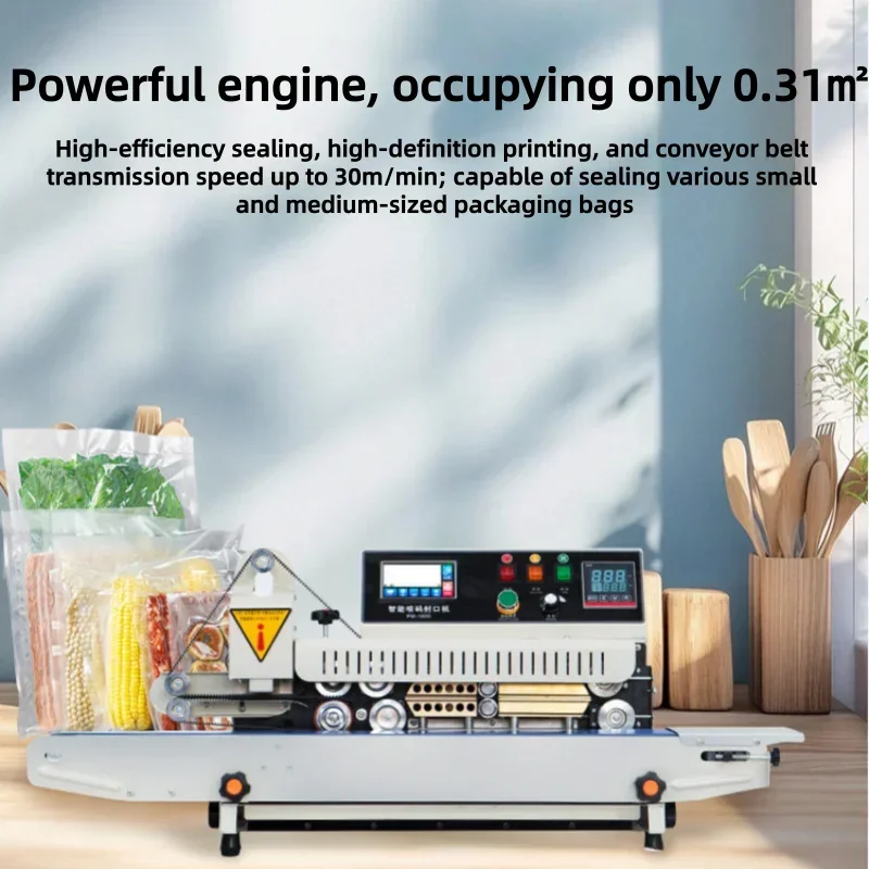 Automatic Continuous Ink Coding Band Sealer Touch Screen Automatic Plastic Bag Sealing Machine for Food Packaging