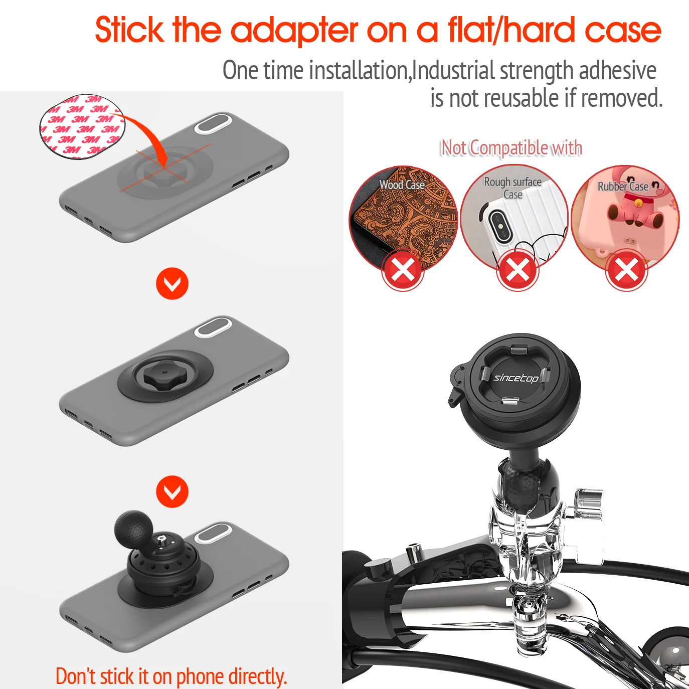 دراجة نارية 1 بوصة حامل هاتف الكرة مع الاهتزاز المرطب العالمي المقود المقبس الذراع ل موتو سريعة جبل المشبك (الجيل الثاني)