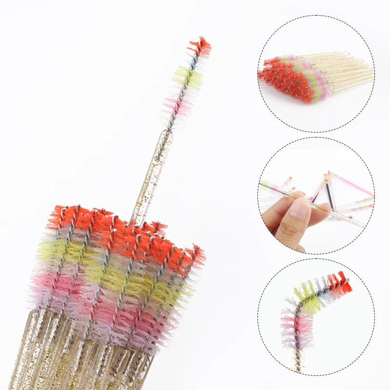 Brosse à Cils Colorée, Micro Brosses, Baguettes de Mascara, Fournitures d'Extension, Outil de Maquillage, 50 Pièces