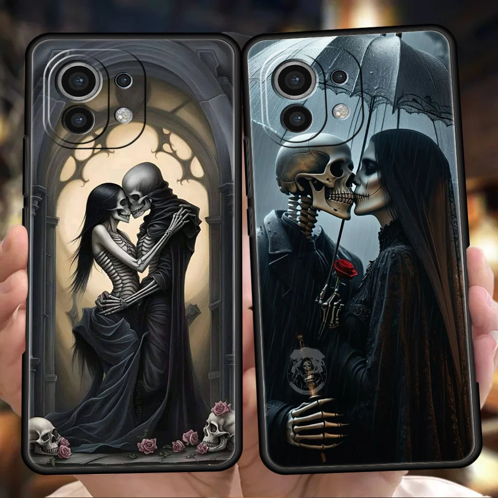 Love Skeleton Skull Phone Case for Xiaomi Poco F6 F5 F4 F3 X6 X5 X4 X3 NFC M5 M4 M3 C51 C50 C55 GT 5G Silicone Cover Capas Funda