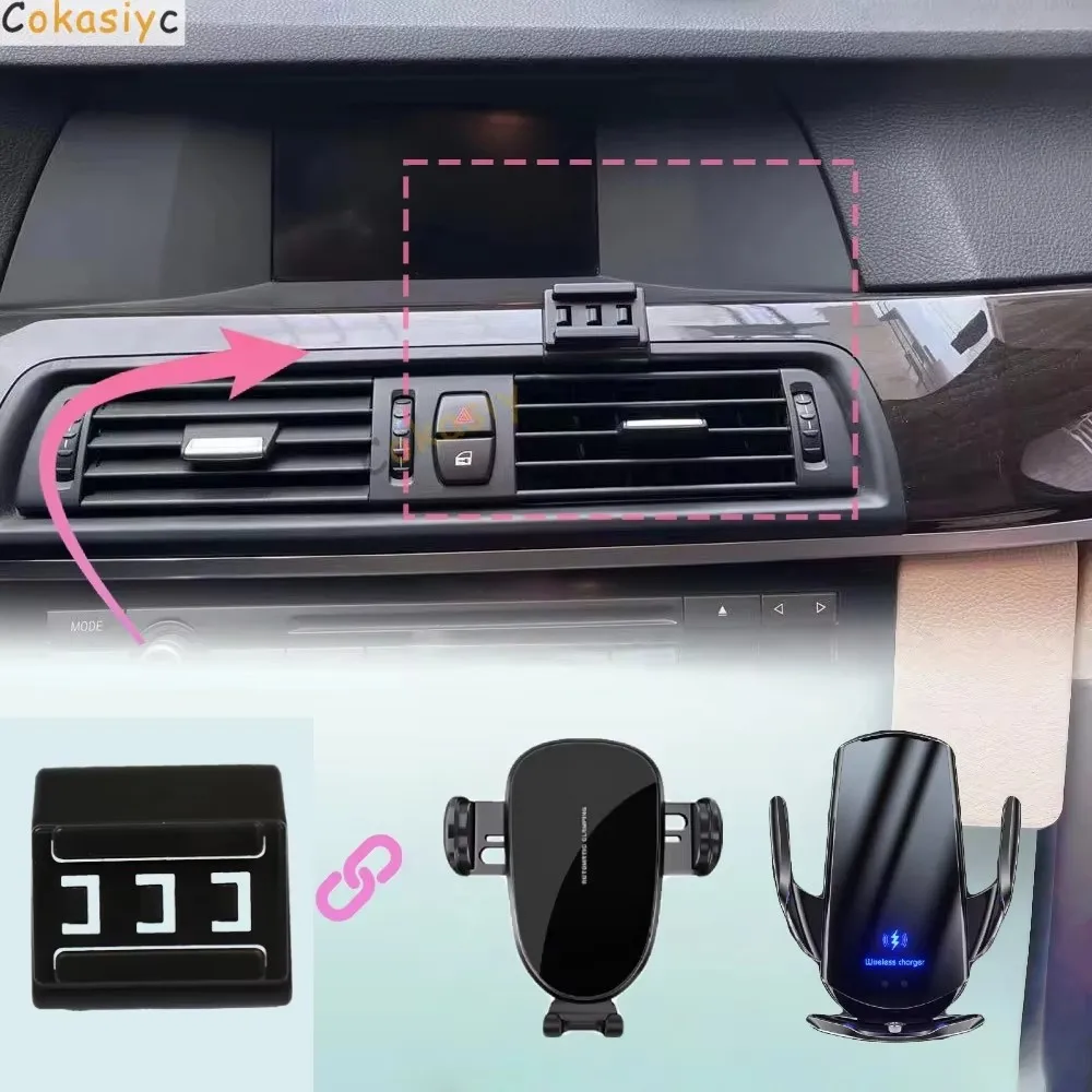 Para bmw série 5 525i 530i 540i f10 f11 2011-2017 suporte do telefone do carro de carregamento sem fio suporte do telefone especial base fixa acessóri