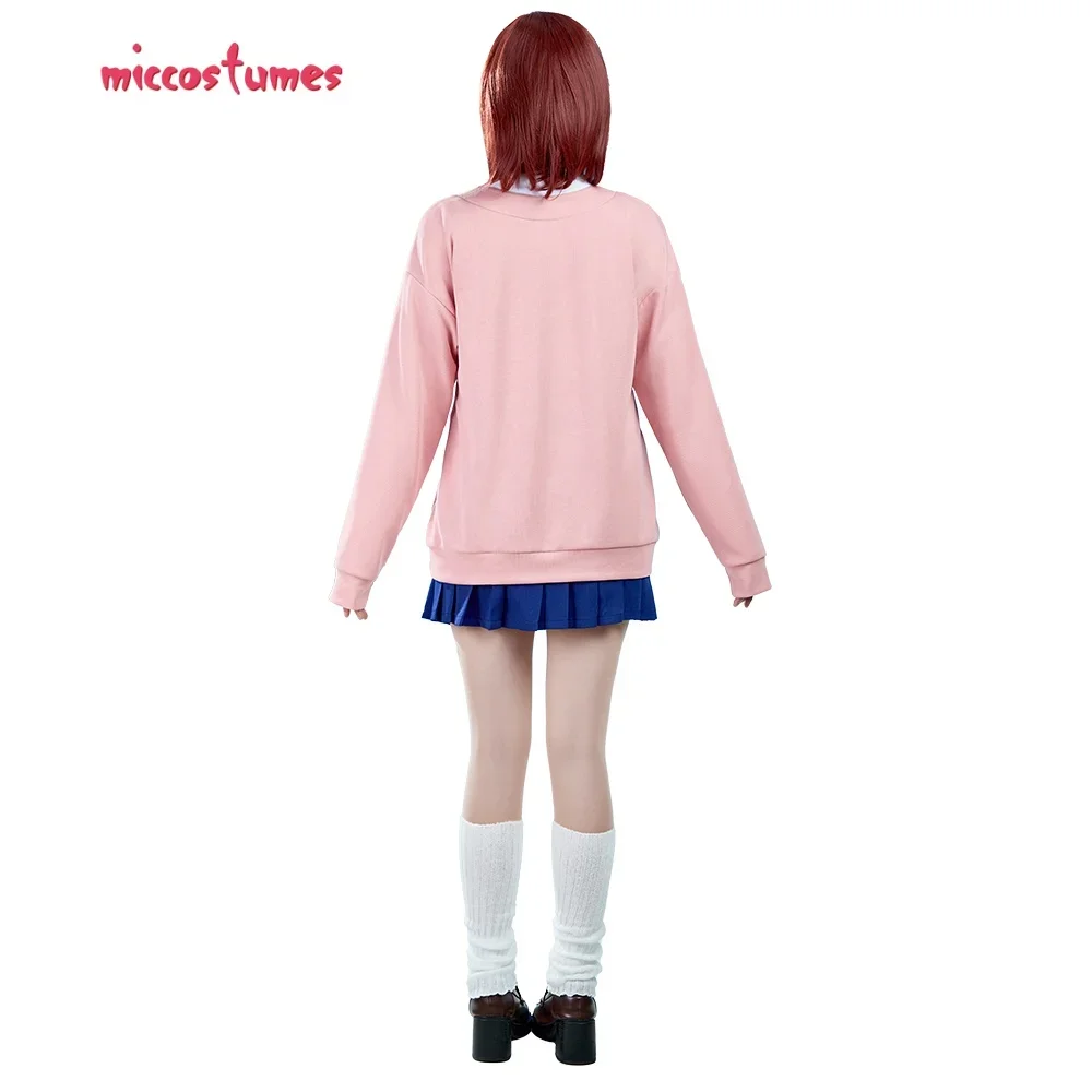 Miccostumes Women\'s Momo Cosplay Costume School Uniform Shirt Blouse Set with Pleated Skirt Bowtie