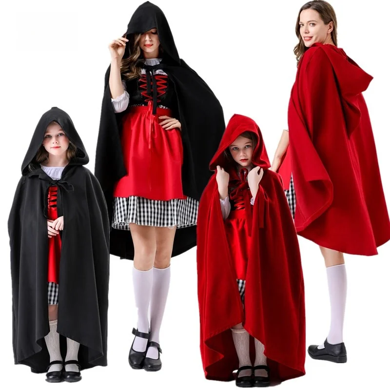 

Princess Red Hat Skirt with Cape Maid Uniform Stage Performance Costume Children's Party Outfit Fairy Tale Themed Women's Dress