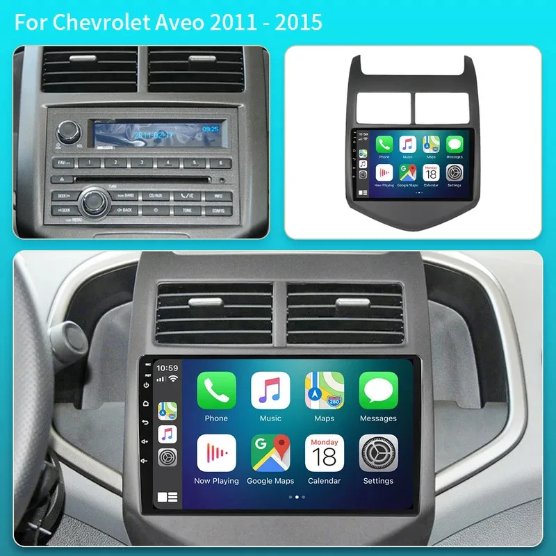Radio para Auto Android 16 con Carplay para Chevrolet Aveo 2 Sonic T300 2011 2012 2013 2014 2015, Reproductor Multimedia Estéreo con GPS, 2DIN, DSP