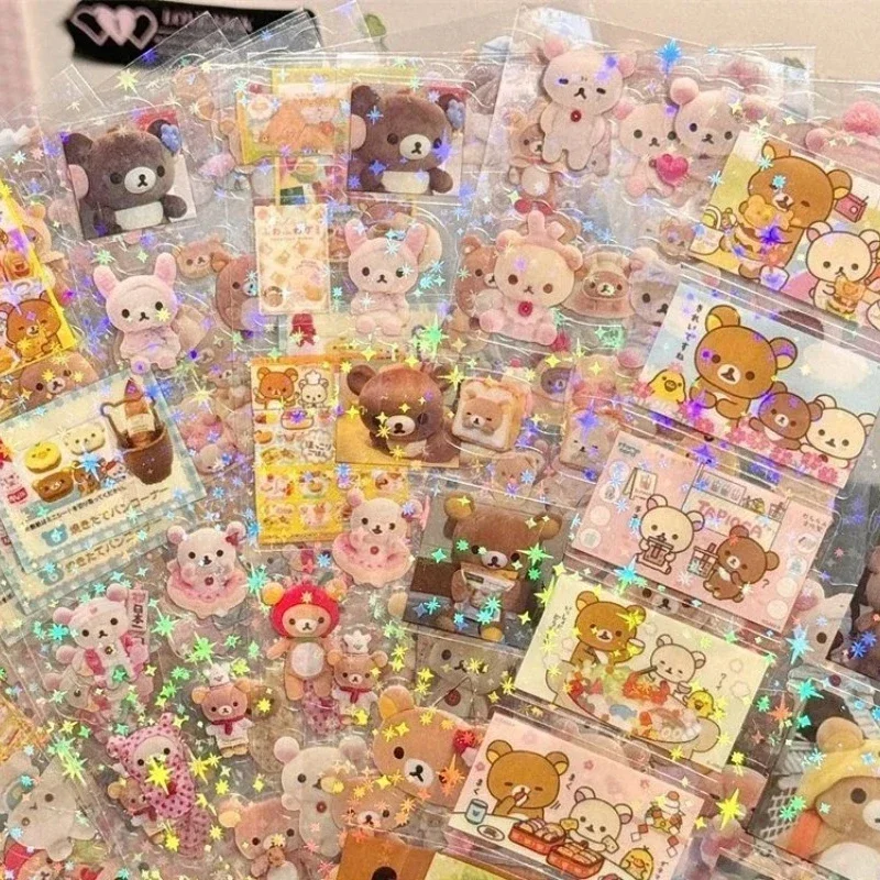 يموت قطع ملصق الكرتون لطيف مرحبا كيتي Rilakkuma ملصقات 5 قطعة كتيبات أنيمي المواد وامض الليزر ملصق لعبة طفل