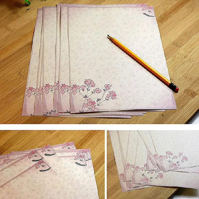 10 Sheets/set Vintage Message Writing Letter Paper Creative Flower Pattern Letter Pad Student Paper Letter For Office School