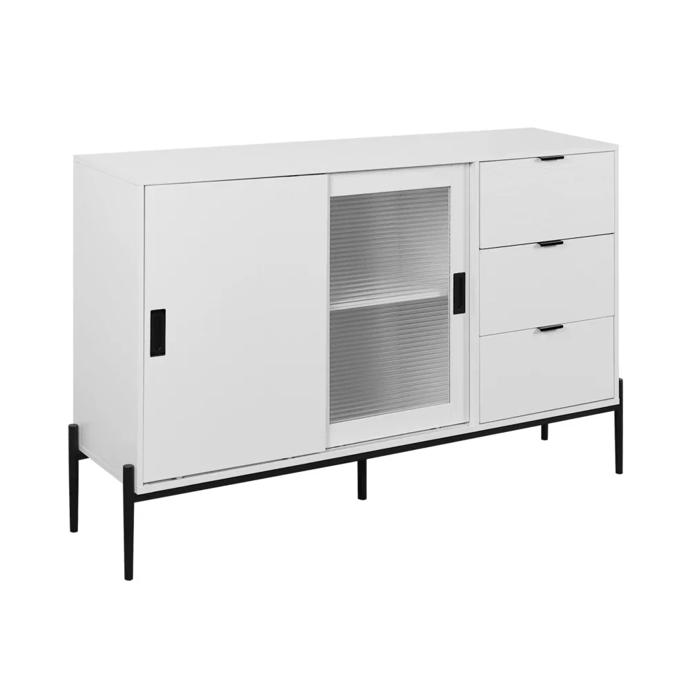 Glas-Schiebetür, 3 Schubladen, modernes Sideboard, Küche, Buffetschrank für Flure, Eingänge, Küche, Arbeitszimmer – Detail 16