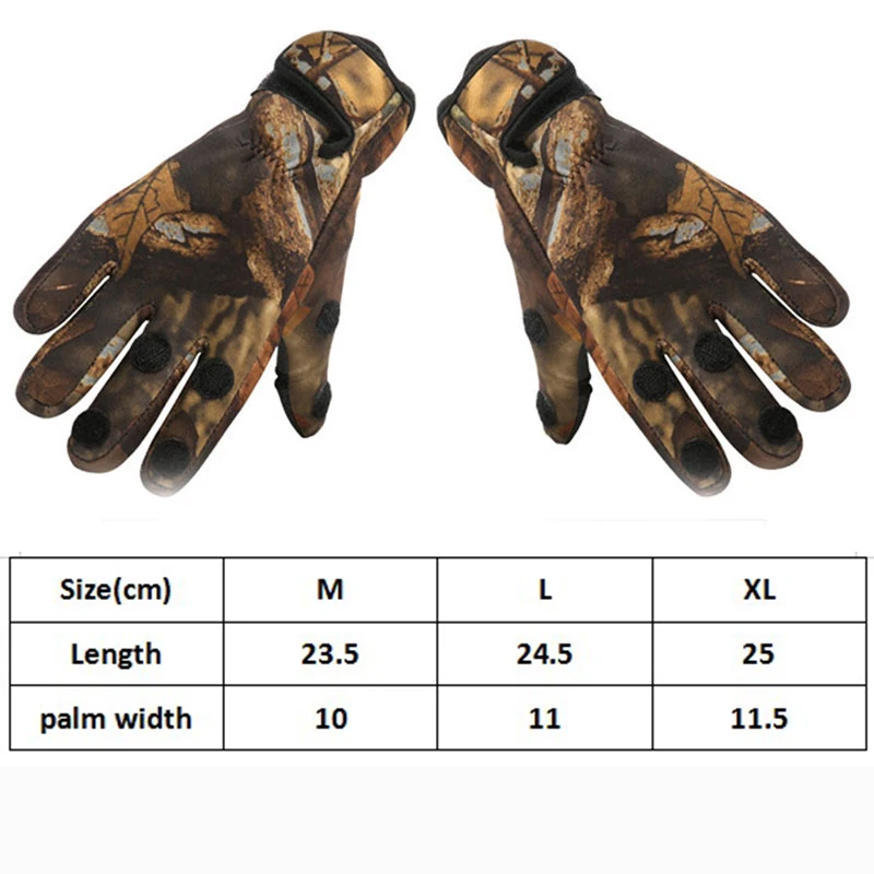 New 3 Shorter Finger Waterproof Fishing Gloves Hunting Anti-Slip Mitts Shooting Camo Without Adhesive