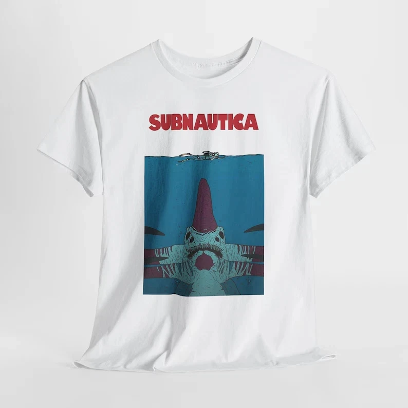 Subnautica Reaper Leviathan Tshirt Retro Underwater Game Cotton Casual Gamer Short Sleeve Tee