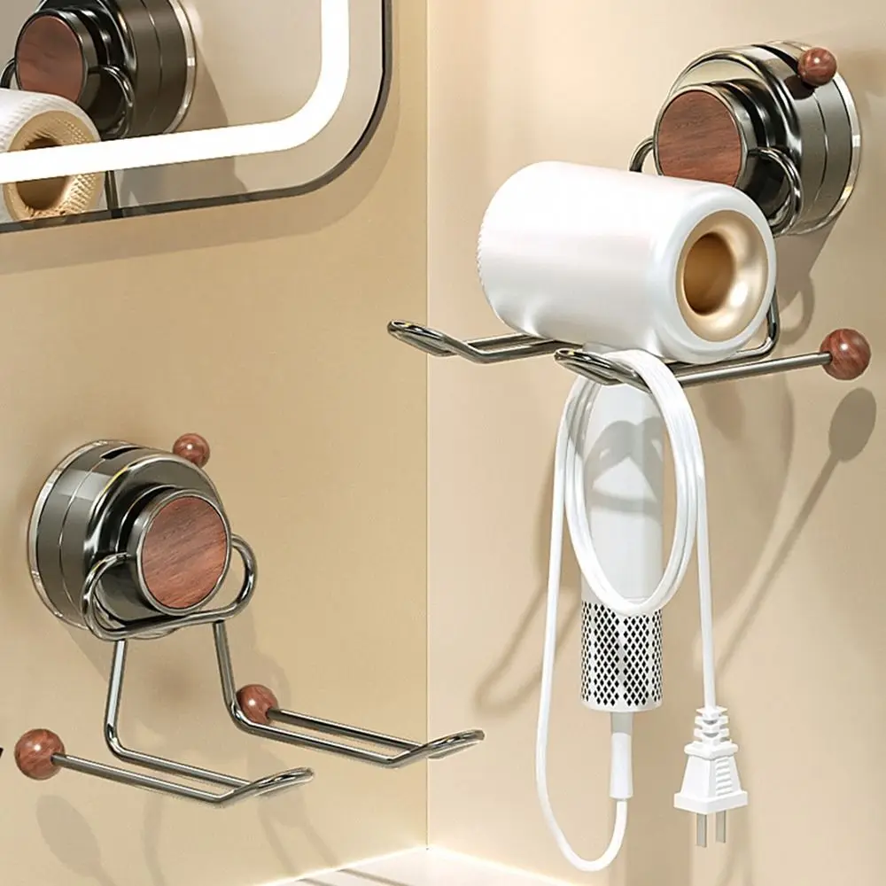 

Iron Suction Cup Hair Dryer Holder Wall Mounted Punch-Free Hair Blow Dryer Rack Reusable Space Saving Toilet Blower Holder