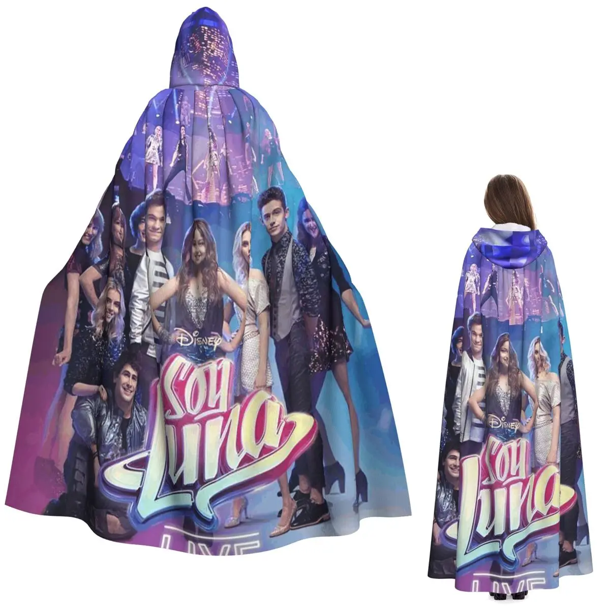 Soja luna karaol música crianças longa capa com capuz bruxa traje medieval cosplay capa halloween vampiro adulto unisex
