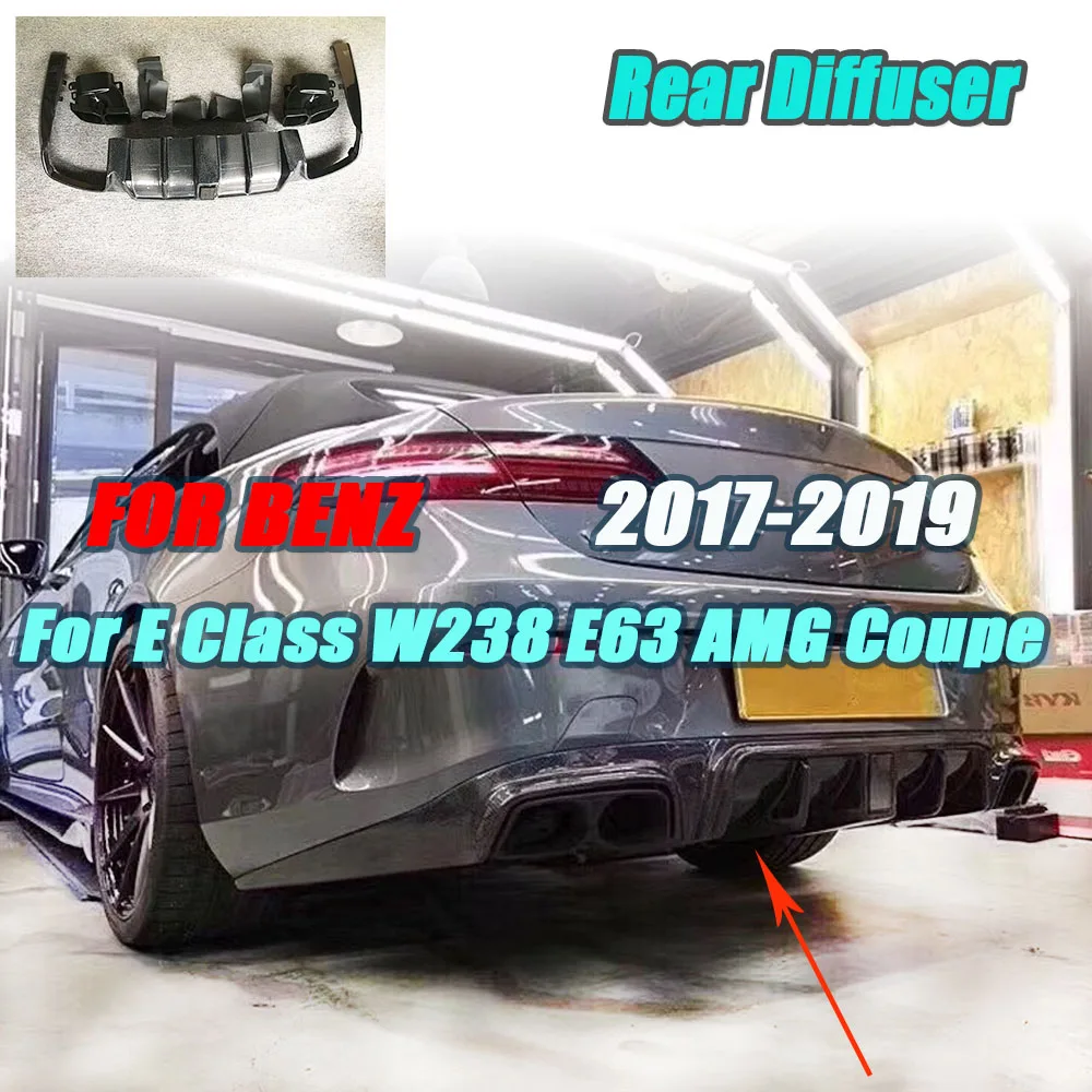 JCYECF ألياف الكربون الناشر الخلفي مع مجموعة أطراف العادم لمرسيدس بنز E Class W238 E63 AMG كوبيه B Style 2017-2019