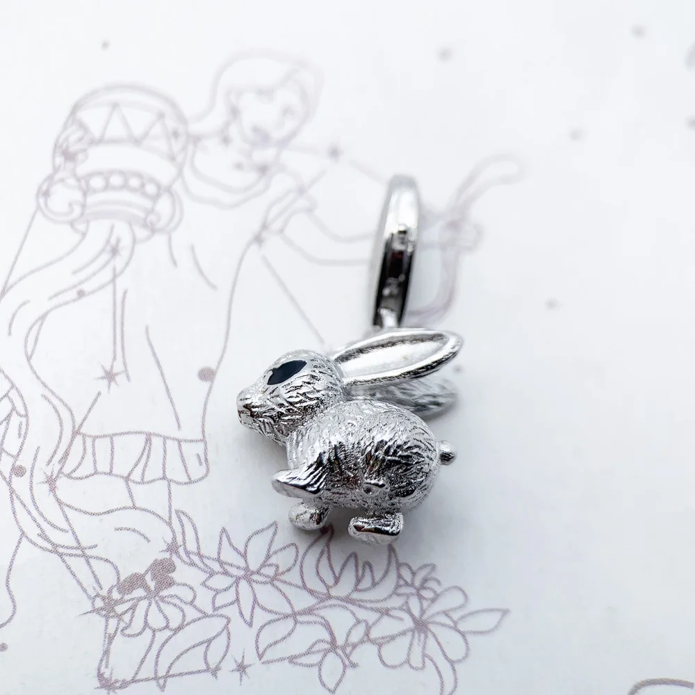 Authentic 925 Sterling Silver Elegance Lovely Rabbit Pendant Charm Cute Gift For Women Diy Fashion Jewelry