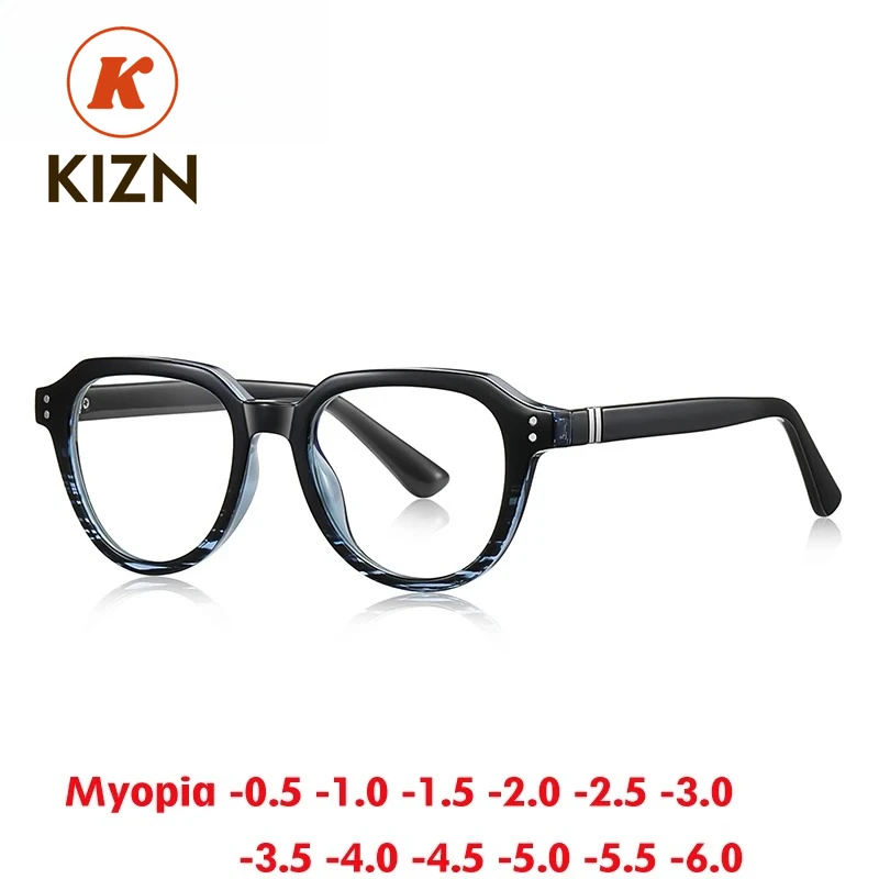 

KIZN Classic Myopia Glasses Frame Fashion Men Design Women Anti-Blue Light Custom Prescription Optics Eyewear -0.50 to -6.0