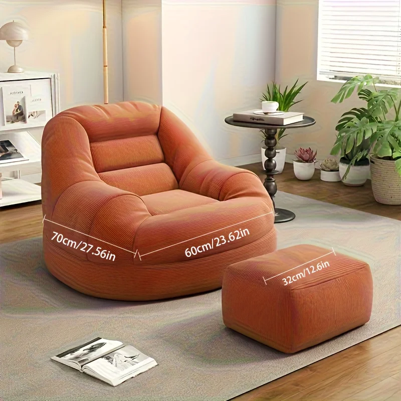 balcony, small space, living room or office rest, Lazy tatami sofa and footstool, single chair - perfect for bedroom