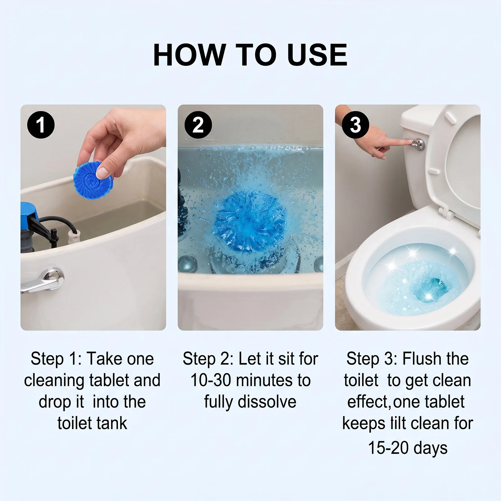 Toilet Bowl Cleaner Blocks Blue Effervescent Descaling Deodorizing Stain Remover Freshener Tank Tablets Household Bathroom Care view 6
