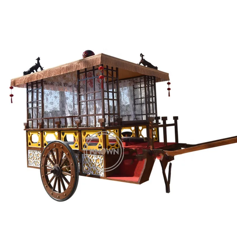 Wózek typu konia Wózek w stylu chińskim Samochód weselny dla panny młodej Ruchomy drewniany materiał Kolorowy Można dostosować do całej sprzedaży