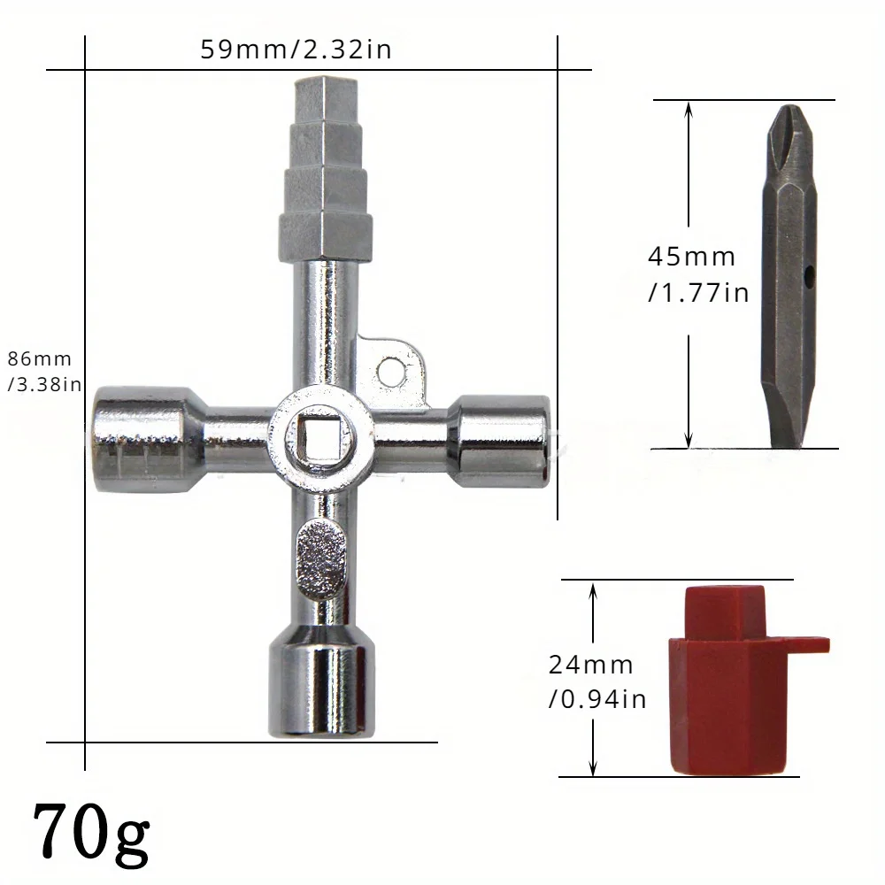 4in1 Silver Key Wrench Electrical Elevator Control Cabinet Valve Inner Triangle Quadrangle Screwdriver Tool Set