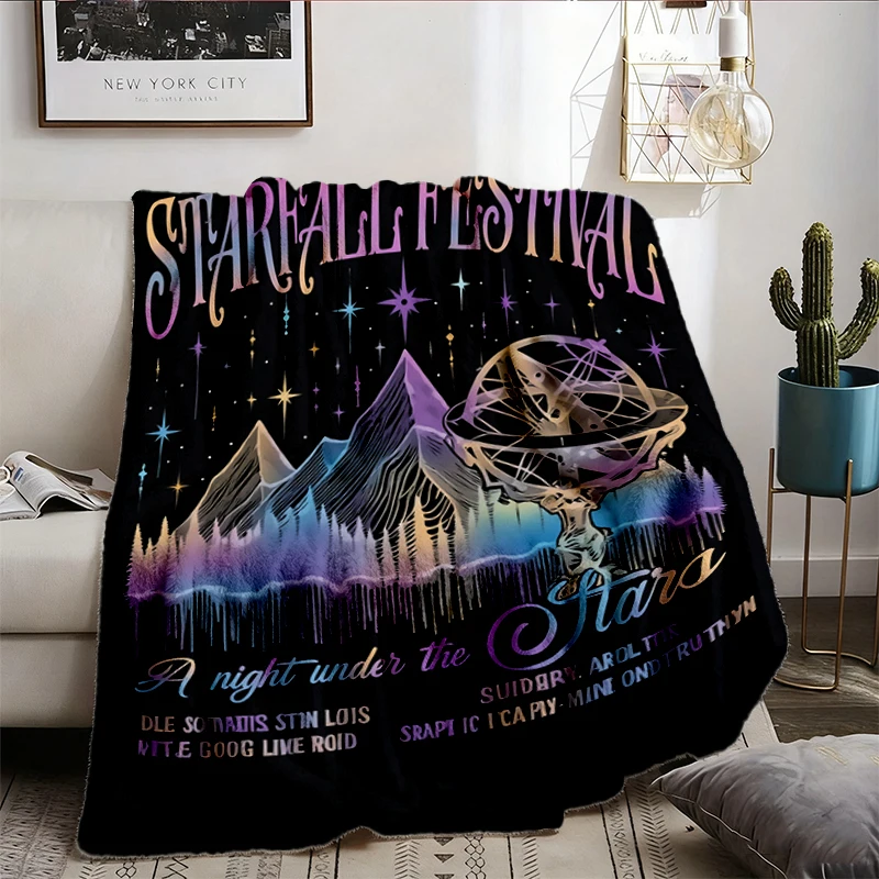 Velaris Starfall Festival Two-Sided Flannel Blanket, The Night Court Acotar SJM Flannel Throw