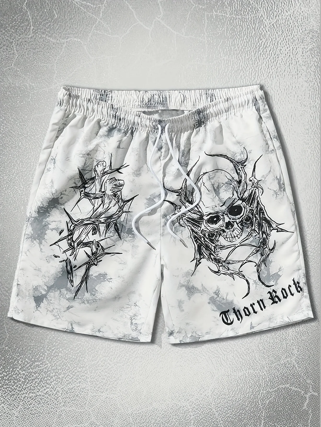 2026 Summer Men's Short Pants with Skull Pattern Breathable Lightweight Casual Roller Skating Hip-Hop Men's Pants