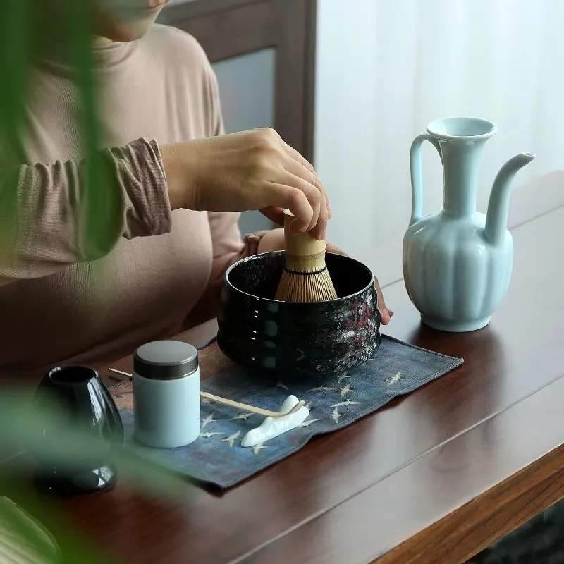 Hot Sale Ceramic Tea Set Traditional Handmade Matcha Ceremony Gifts Bamboo Egg Beater Ceramic Matcha Bowl