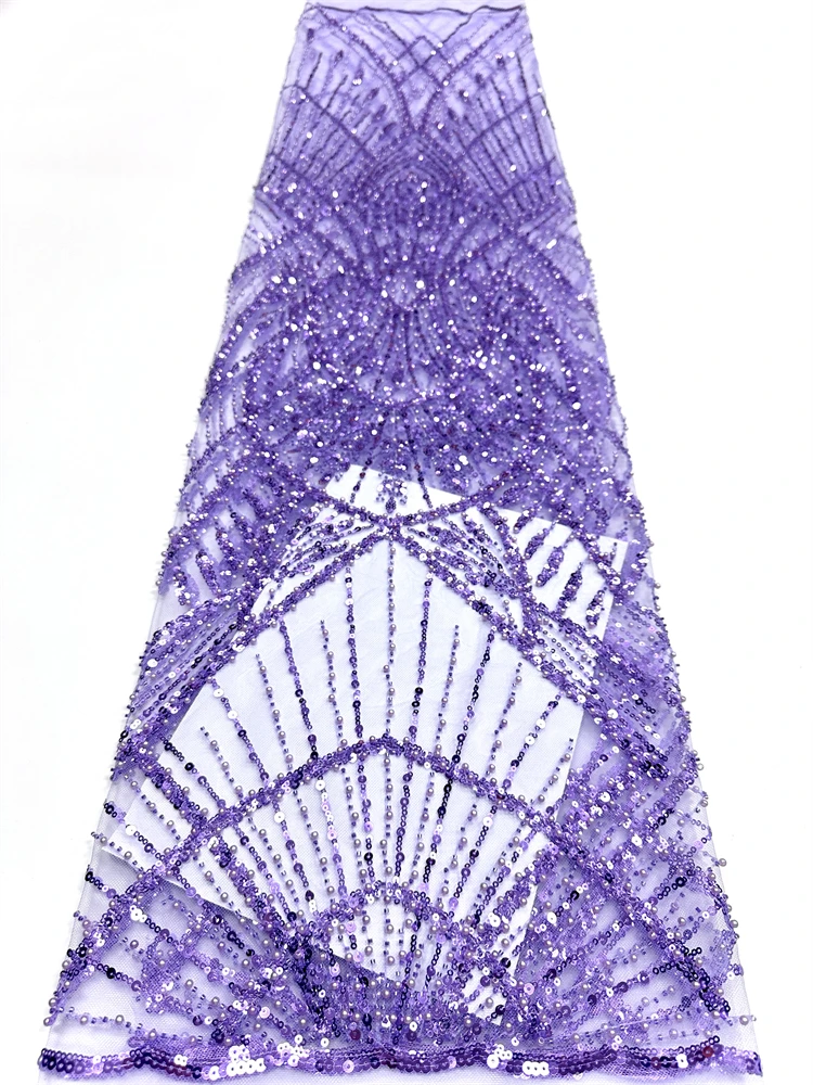 

New Design Fashion African Handmade Embroidery Sequins Tulle Lace Hot Sale French Nigerian Beads Tulle Lace For Wedding Dress