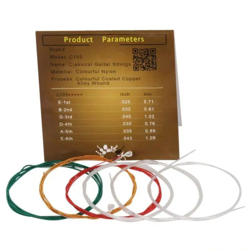 31BE Classical Guitar Strings, Nylon Guitar Parts Accessories Great Performance,6pcs