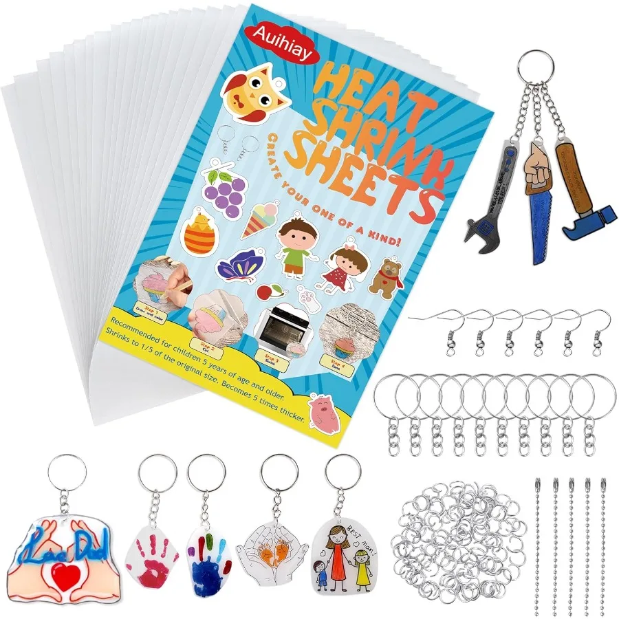 

Набор из 145 термоусадочных пластиковых листов включает в себя 20 шт. термоусадочной бумаги с 125 шт. брелками, аксессуары для творческого ремесла, Пасха M