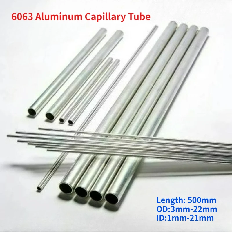 1/2pcs 6063 Aluminum Capillary Pipe Outer Diameter 3/4/5/6/7/8/9/10/11/12/13/14/15~22mm AL Capillary Pipe Length 500mm