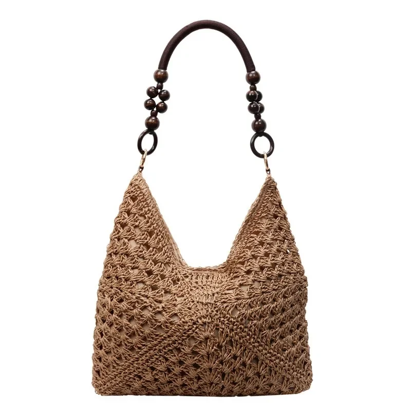 

2025 Women's Trendy Bohemian Woven Tote - Beach Shoulder Bag for Vacation & Summer Travel, Handwoven Straw Design